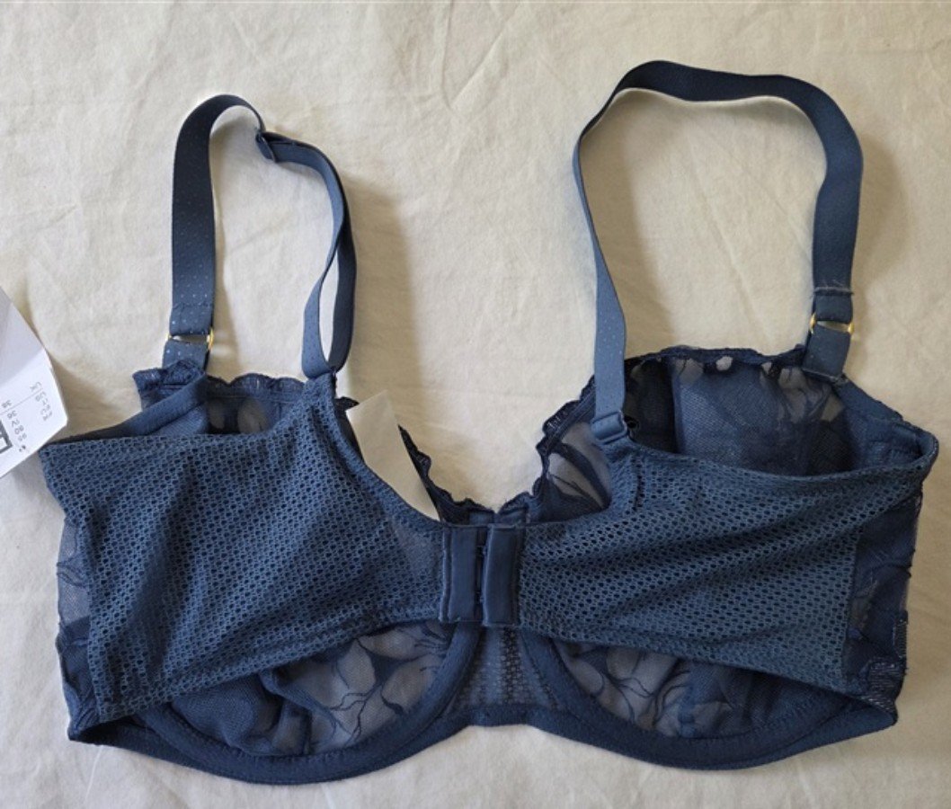 NWT Chantelle 36DDD Chantelle Fleurs Signature Demi Bra 12Q5 Blue 135426