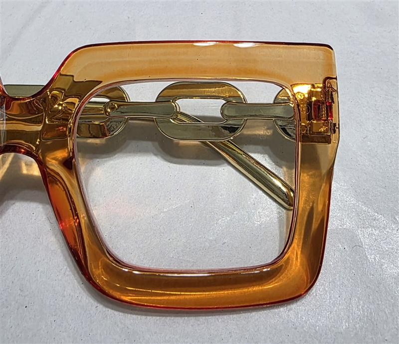 NWT EyeKepper 2.0 Square Cat Eye Orange Chain Arm Readers Reading Glasses 135437