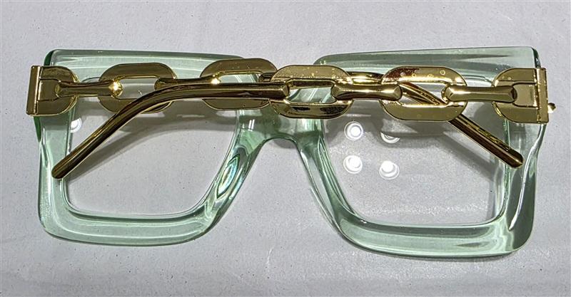NWT EyeKepper 1.5 Square Cat Eye Green Chain Arm Readers Reading Glasses 135445