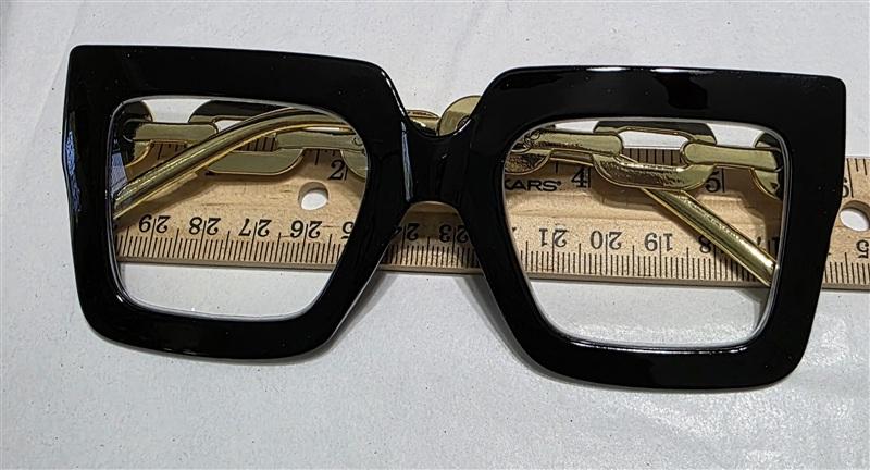 NWT EyeKepper 1.5 Square Cat Eye Black Chain Arm Readers Reading Glasses 135448