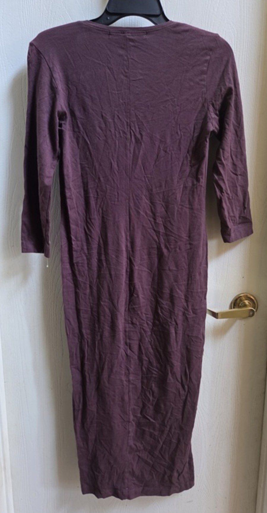 NWOTD Michael Stars XS Burgundy Wine 3/4 Sleeve T Shirt Dress V Neck 135452