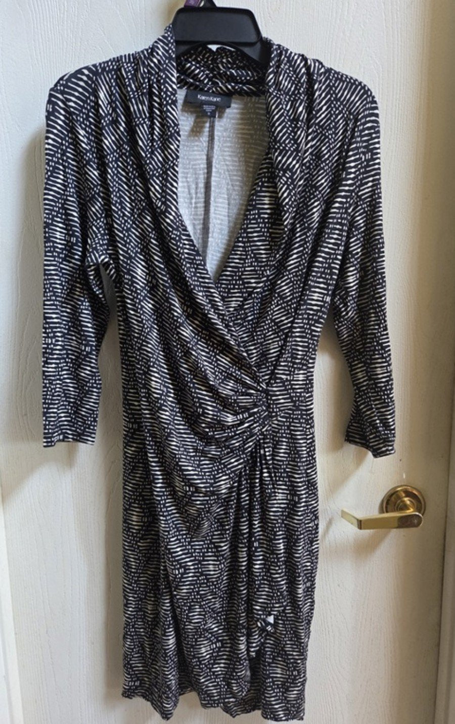 NWOT Karen Kane S Long Sleeve Faux Wrap Dress Black 135453