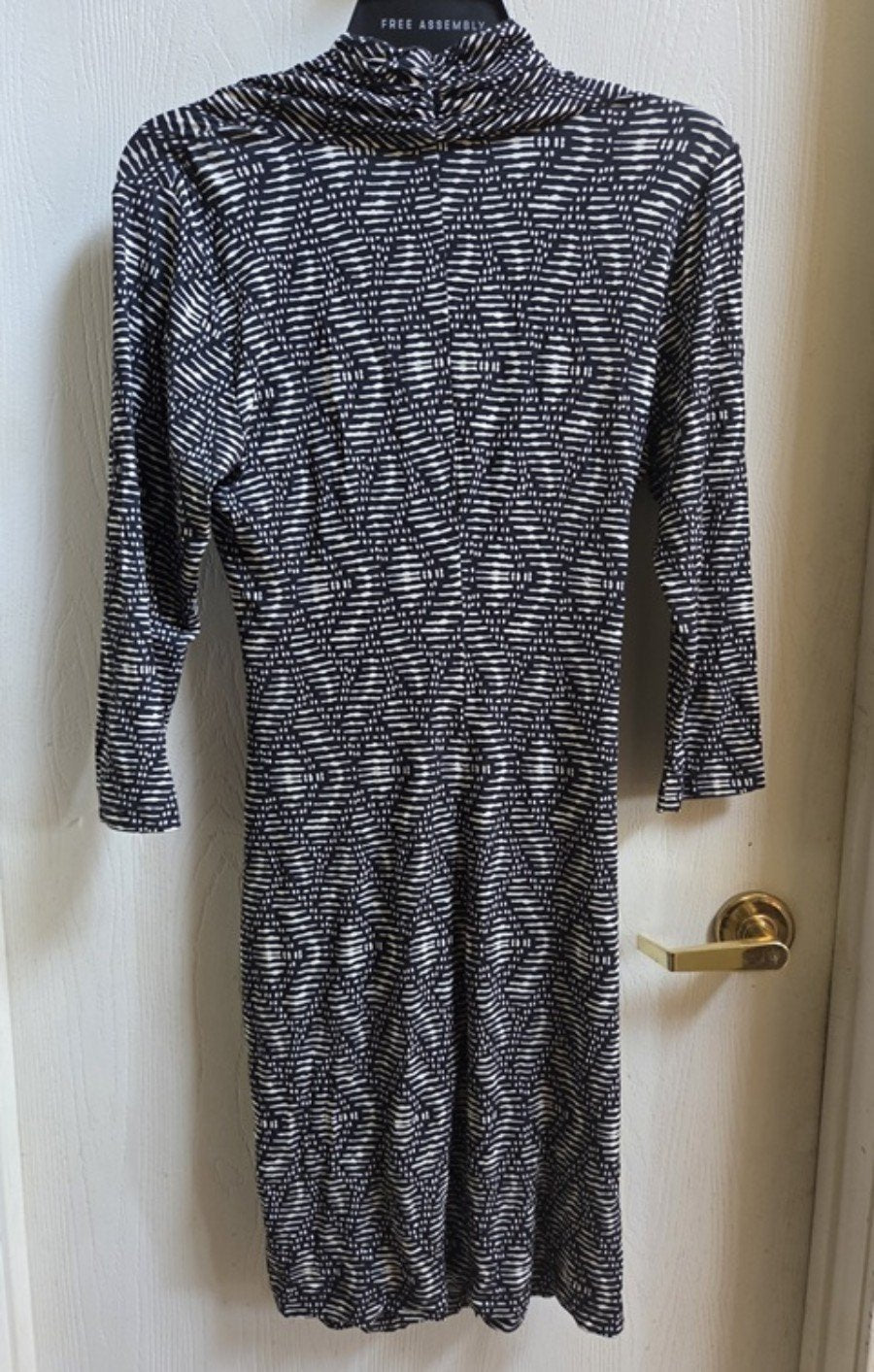 NWOT Karen Kane S Long Sleeve Faux Wrap Dress Black 135453