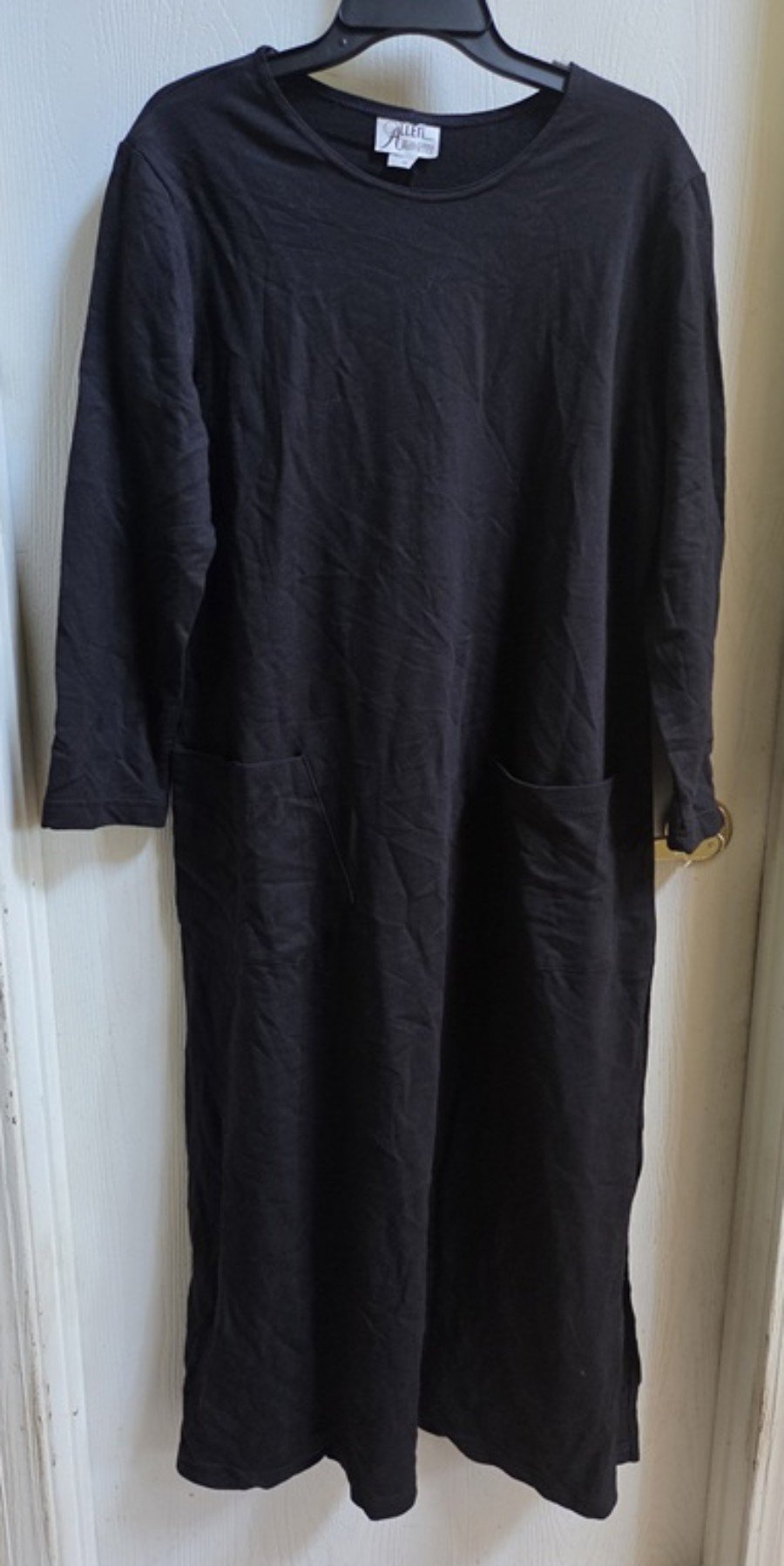 NWOT Allen of California M Lounge Shift Dress Long Black 135454