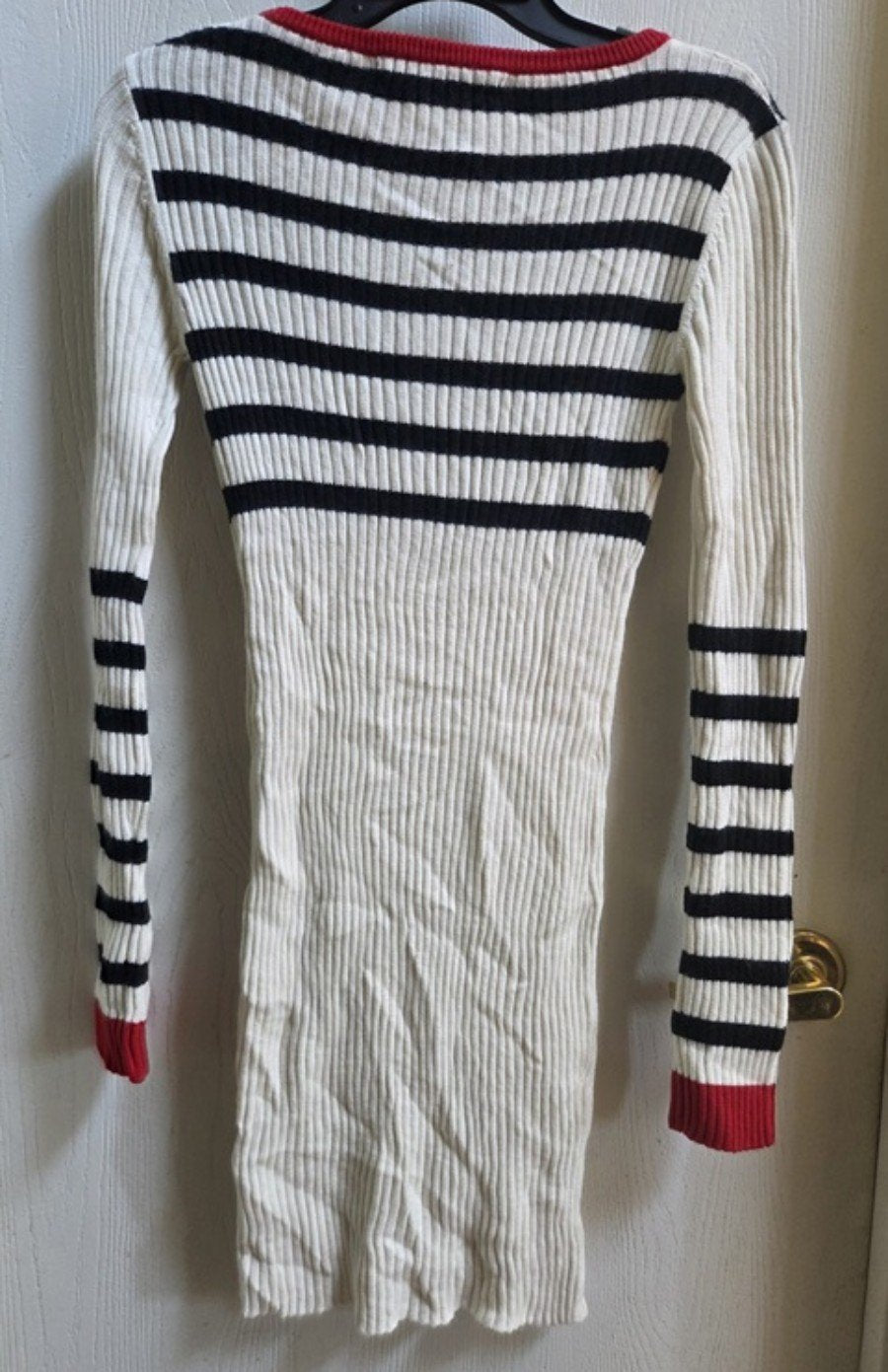 NWOT Nicholai S Red White Blue Stripe Sweater Mini Dress 135455