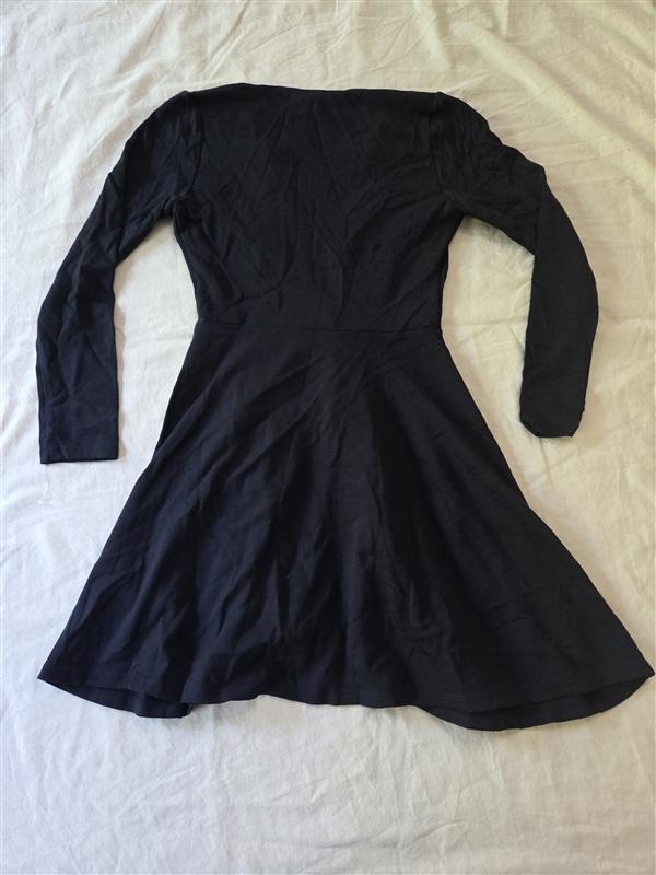 NWOT American Apparel Deep V-Neck Pleated Skater Mini Dress Blue 135456