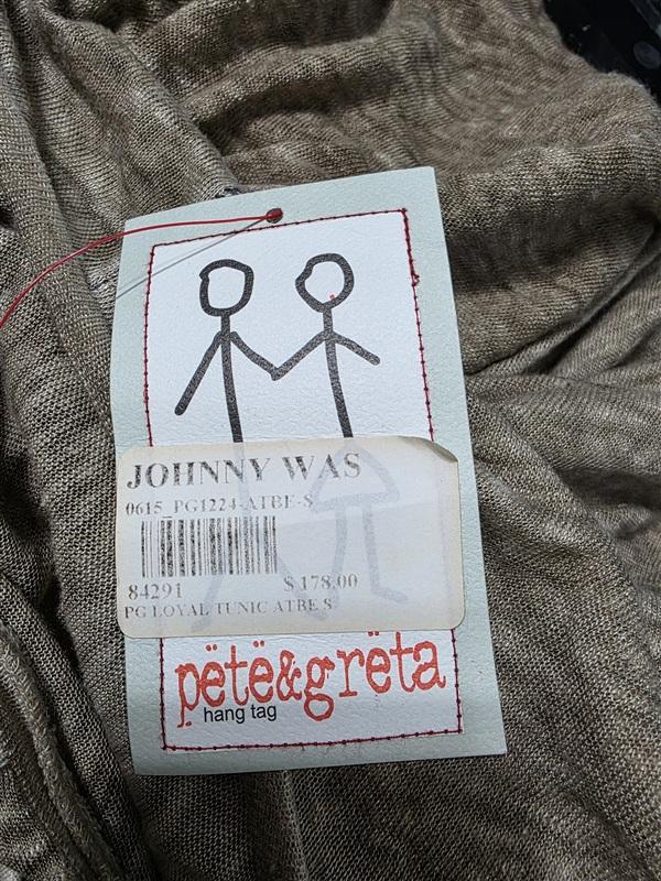 NWT pete & greta Johnny Was S Oversized Deep V Mineral Wash Linen Dress 135458