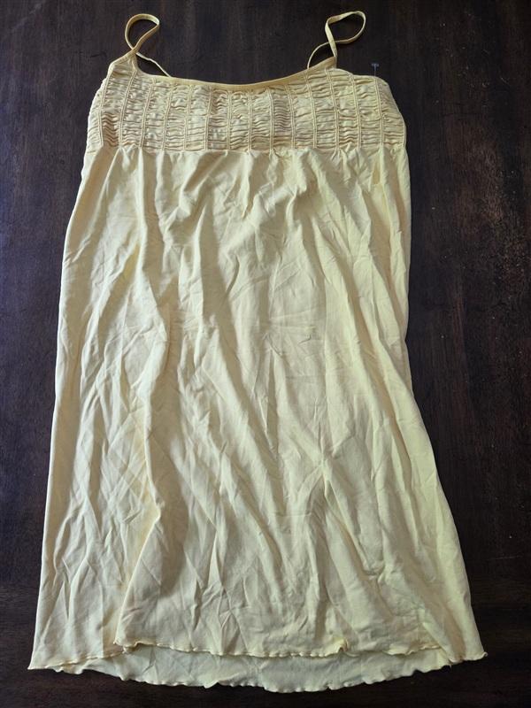 NWOT Last Tango M/L Yellow Spaghetti Strap Ruched Seamless Dress 135469