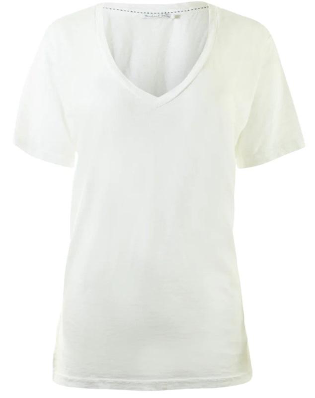 NWOT Michael Stars OS V Neck Short Sleeve T Shirt White 135470