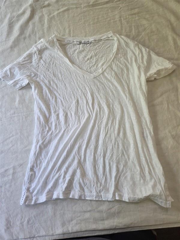 NWOT Michael Stars OS V Neck Short Sleeve T Shirt White 135470