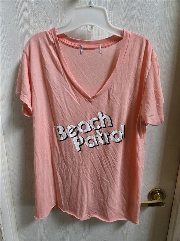 NWOTD Wildfox M Beach Patrol V Neck Graphic T Shirt Raw Hem T Shirt 135472