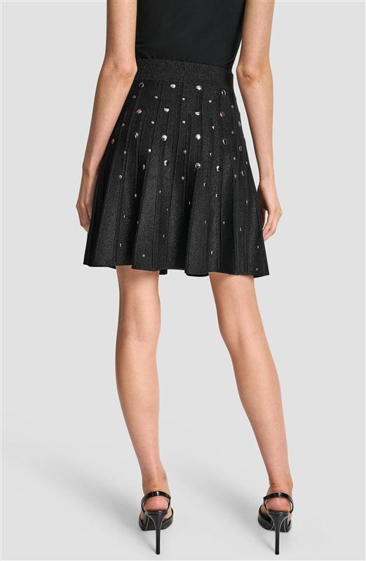 NWT DKNY L Black Sparkle Studded Mini Flare Skirt 135479