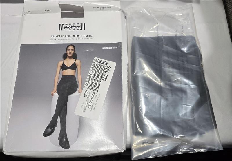NWT Wolford XS Velvet 66 Le Support Tights Black Silky Soft 135493