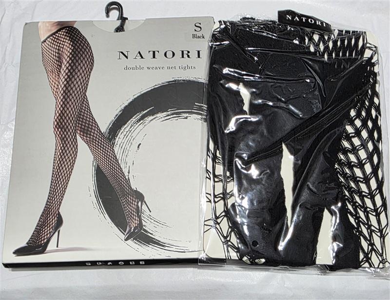 NWTD Natori S Double Weave Net Fishnet Black Tights 135494