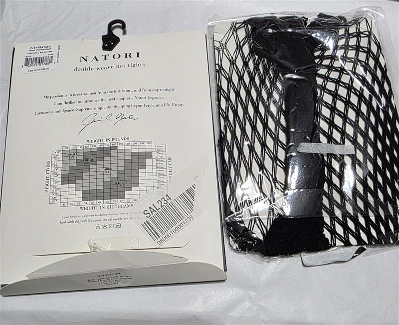 NWTD Natori S Double Weave Net Fishnet Black Tights 135494