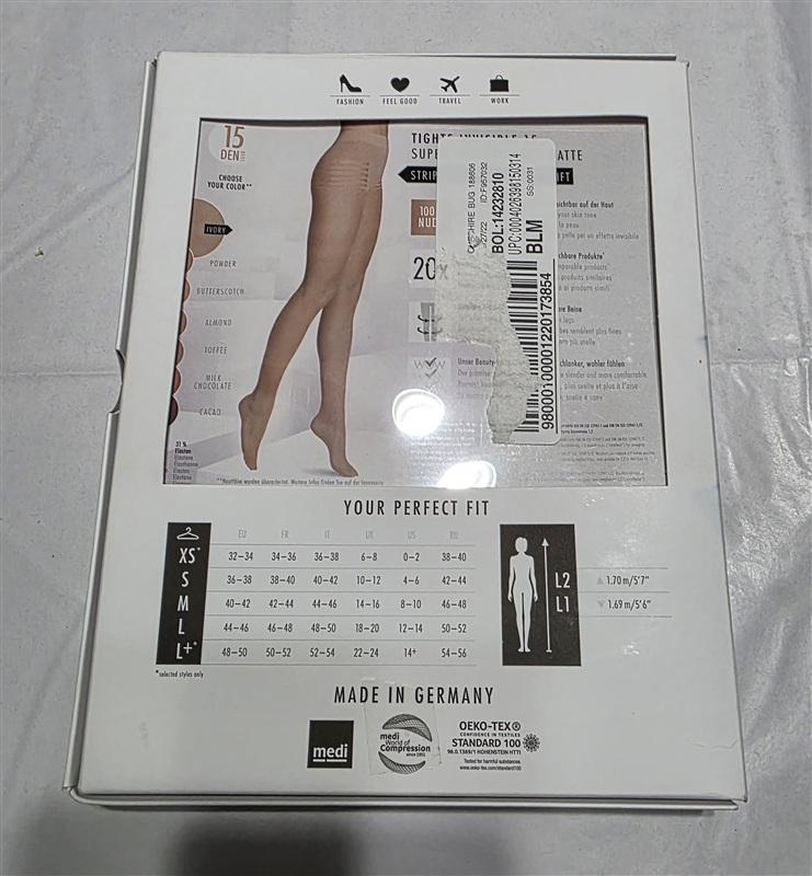 NWTD m6 Invisible Ultra Sheer Compression Tights Ivory L1 135496