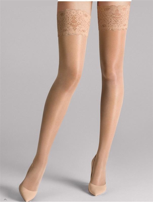 NWt Wolford S Satin Touch 20 Gobi Stay Up Thigh High Stockings 135497