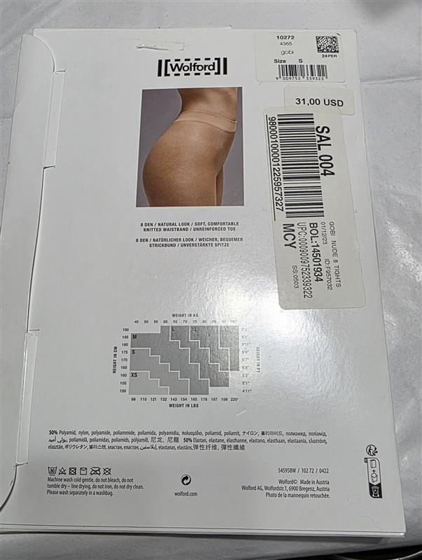 NWt Wolford S Nude 8 Tights Panty Hose Nearly Invisible 135498