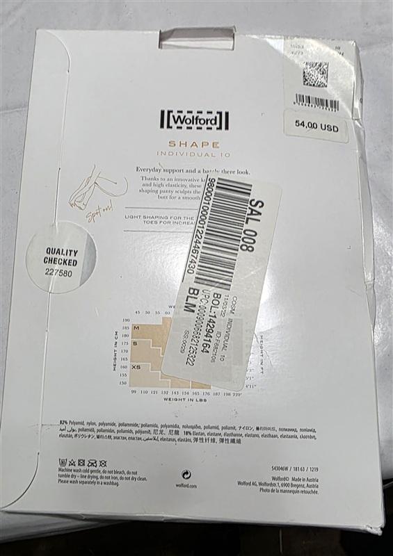 NWT Wolford S Shape Individual 10 Control Top Tights Cosmetic 135501