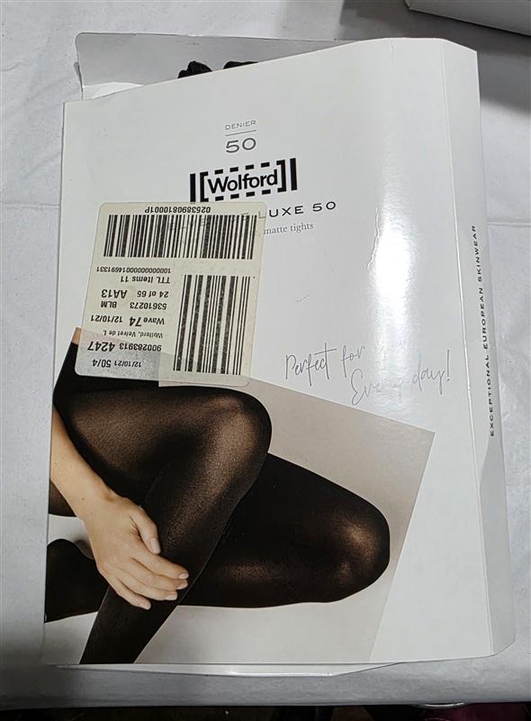 NWT Wolford XL Velvet De Luxe 50 Tights Black Matte 135504