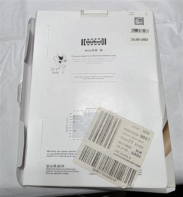 NWt Wolford M Nude 8 Tights Panty Hose Nearly Invisible Black 135506