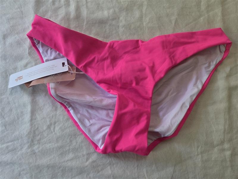 NWT Pilyq Shocking Pink Solid S Full ruched Bikini Swim Bottoms 135510