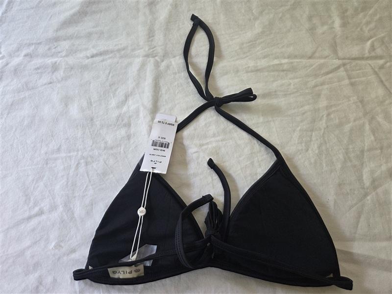 NWT Pilyq S Midnight Gold Laser Cut Out Triangle Top Bikini Black 135511