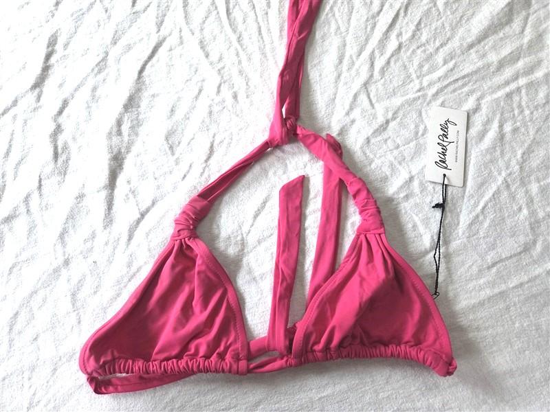 NWPT Rachel Pally XS Cindy Rosette Pink Triangle Halter Bikini Swim Top 135512