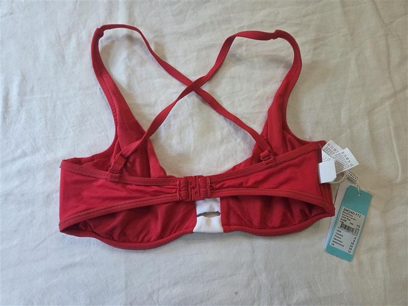 NWOT Seafolly Block Party 6 USA D Cup Red Underwire Bikini Top 135514