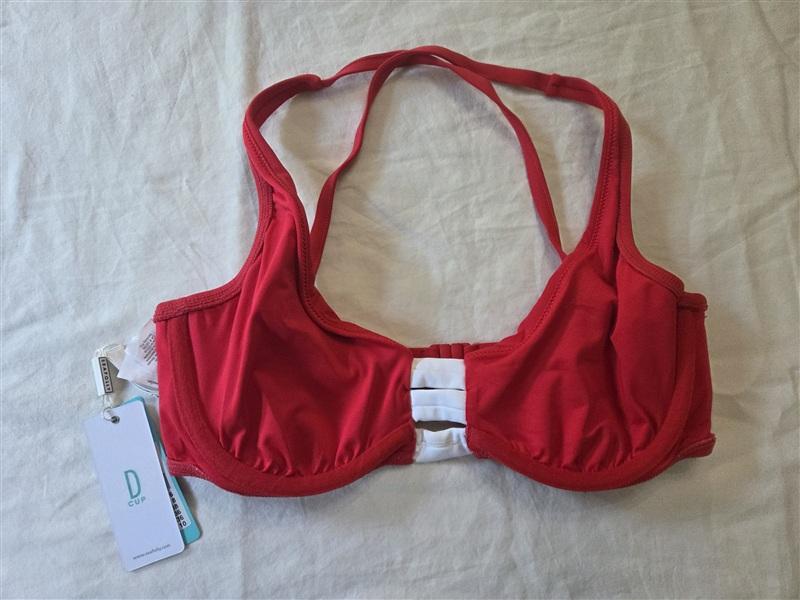 NWOT Seafolly Block Party 6 USA D Cup Red Underwire Bikini Top 135514