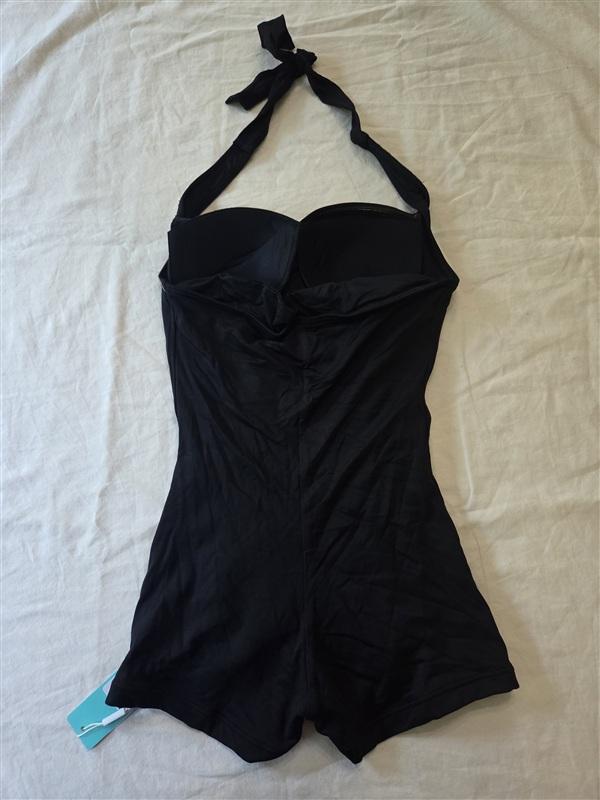 NWT Seafolly Maillot 8 US Boy Leg Black One Piece Swimsuit 135521