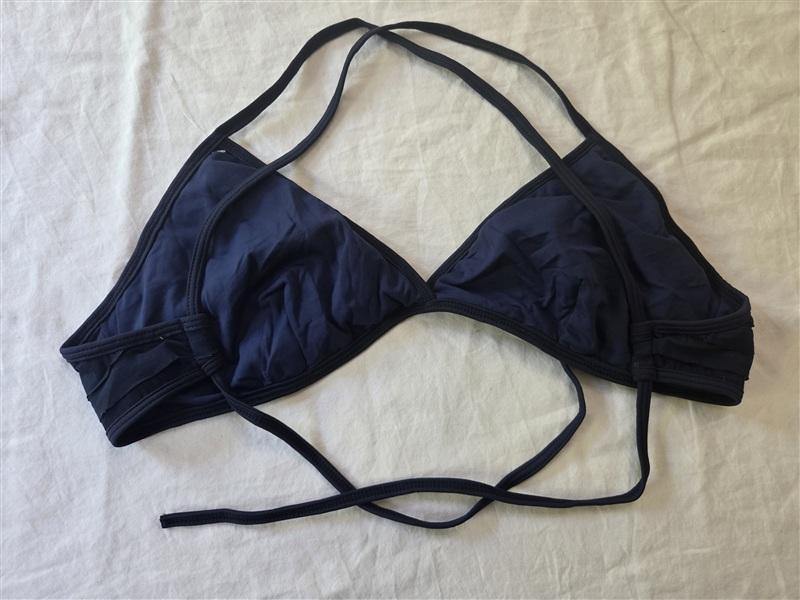 NWOT Pilyq Atlantis D Sequined Halter Bikini Swim Top Navy Blue 135522