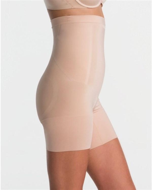 NWT Spanx S OnCore High-Waisted Mid Thigh Shorts SS1915 Beige 135560