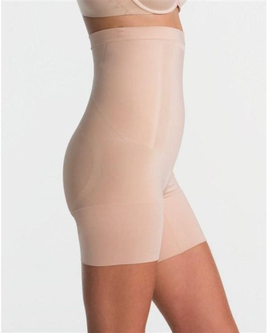 NWT Spanx S OnCore High-Waisted Mid Thigh Shorts SS1915 Beige 135560