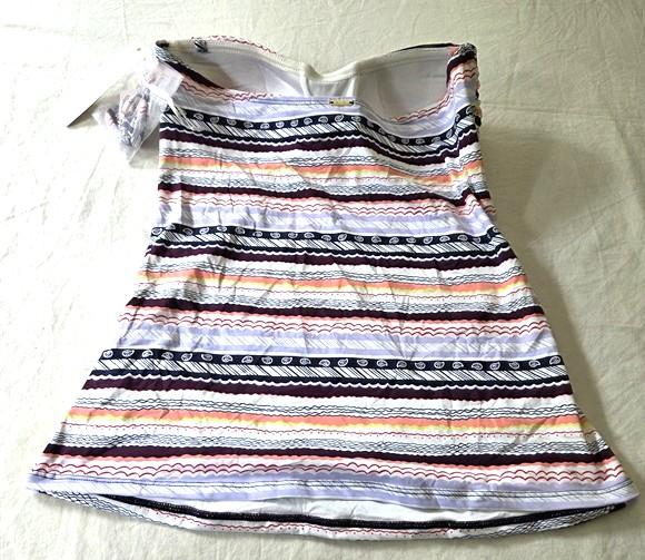 NWT Anne Cole L Stripe Twist Stormy Seas Bandeau Tankini Swim Top Blue 135600