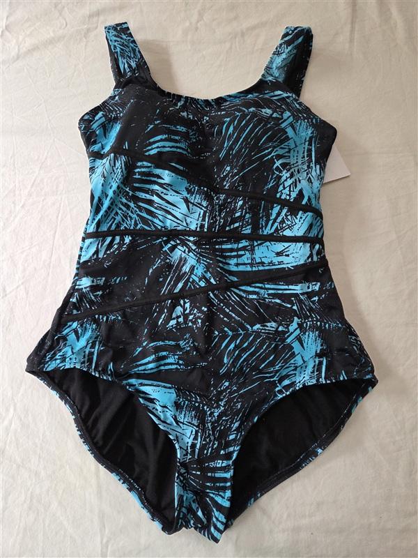 NWT Swim 365 Swimsuits For All 18 Blue leaf Spliced Tank 1PC Swimsuit 135608