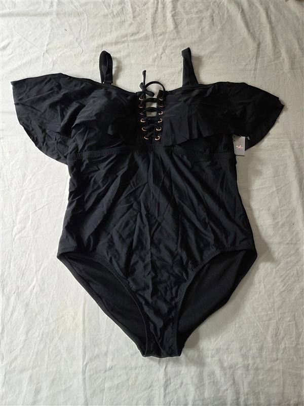 NWT Raisins Samba Solids 14W 1PC Cubana Lace up Back 1PC Swimsuit 135610