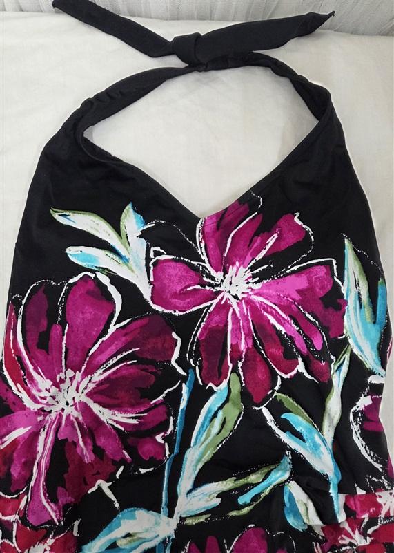 NWT Maxine Of Hollywood 14 In Full Bloom Wide Strap Sarong 1PC Swimsuit 135614