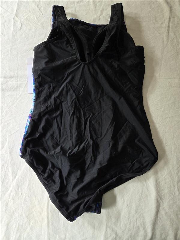 NWT Swimsuits For All 14 Abstract Floral Maillot 1PC Swim Blue Black 135615