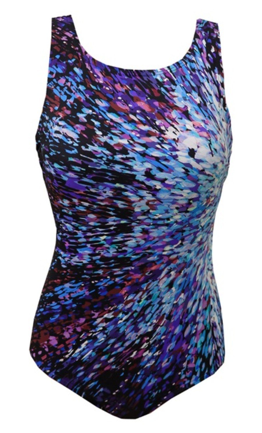 NWT Swimsuits For All 14 Abstract Floral Maillot 1PC Swim Blue Black 135615
