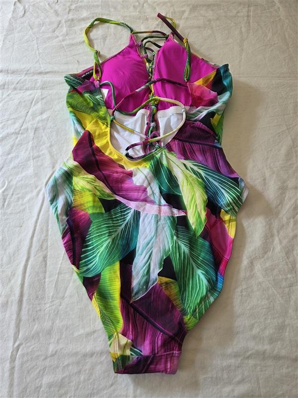 NWOT La Blanca 8 Island Goddess Tropic of the Day Lace Up 1PC Swimsuit 135621