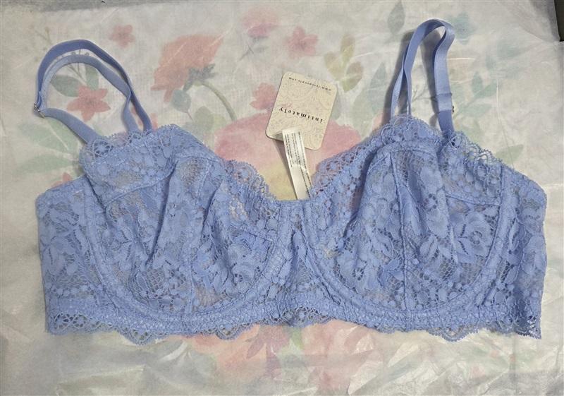NWT Intimately Free People 32B Lace Underwire Sheer Bra Blue 135634