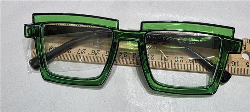NWT EyeKepper 2.5 Green Square Cartoon Outline Readers Reading Glasses 135649