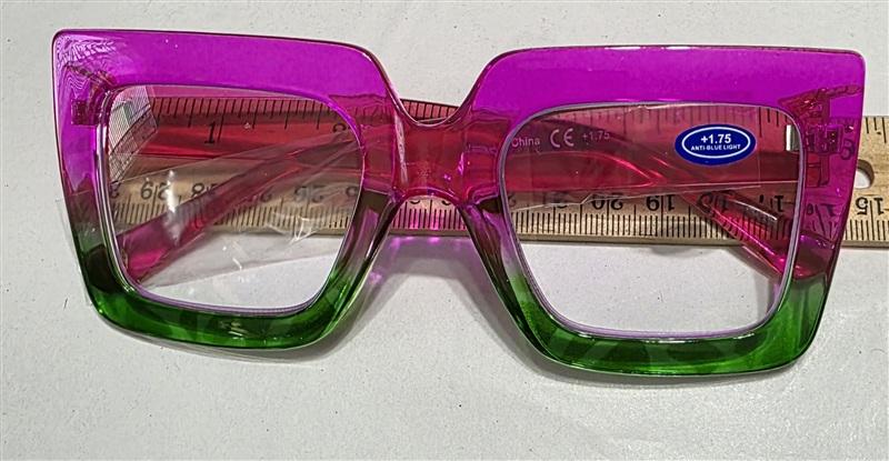 NWT EyeKepper 1.75 Square Cat Eye Pink Green Readers Reading Glasses 135653