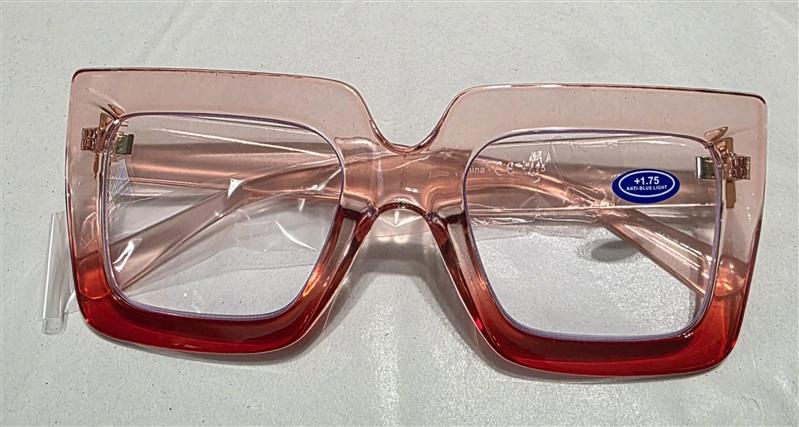 NWT EyeKepper 1.75 Square Cat Eye Pink Red Sheer Readers Reading Glasses 135654