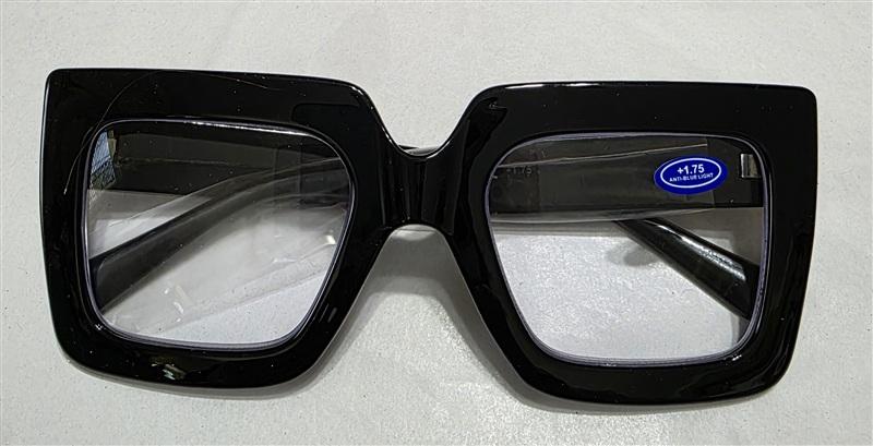 NWT EyeKepper 1.75 Square Cat Eye Black Solid Readers Reading Glasses 135655