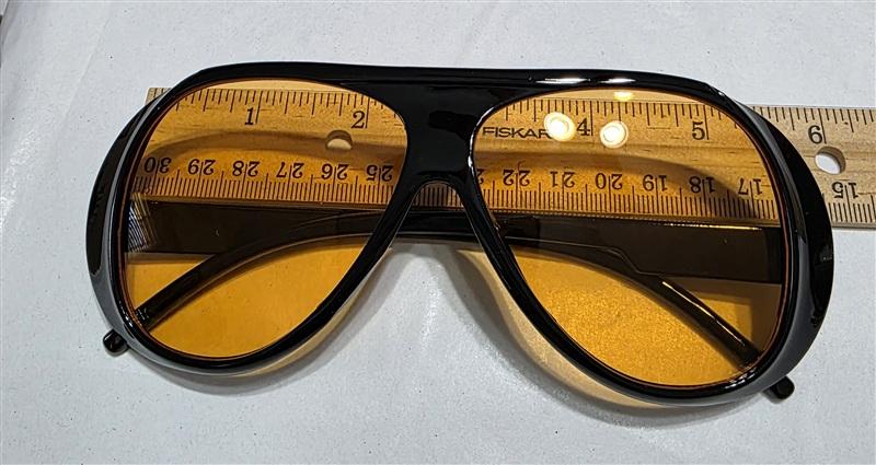 NWT EyeKepper Aviator Sunglasses Black Amber Lens Oversize 135661