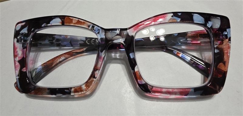 NWT EyeKepper 2.5 Square Cat Eye Pink Floral Readers Reading Glasses 135670