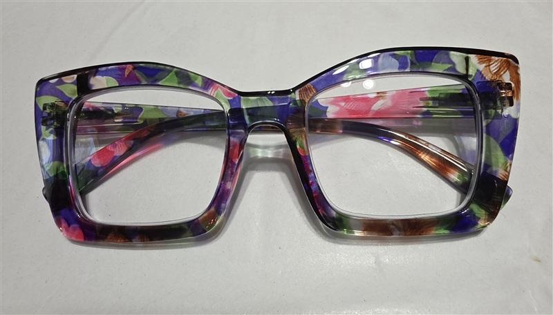 NWT EyeKepper 2.5 Square Cat Eye purple Floral Readers Reading Glasses 135671
