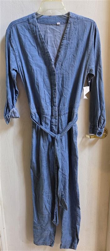 NWPT Bar III 2 Samba City Denim Jean Jumpsuit V Neck Blue 135673